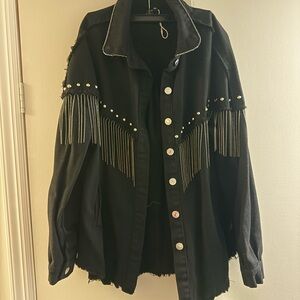 Black Fringe Women's Jacket